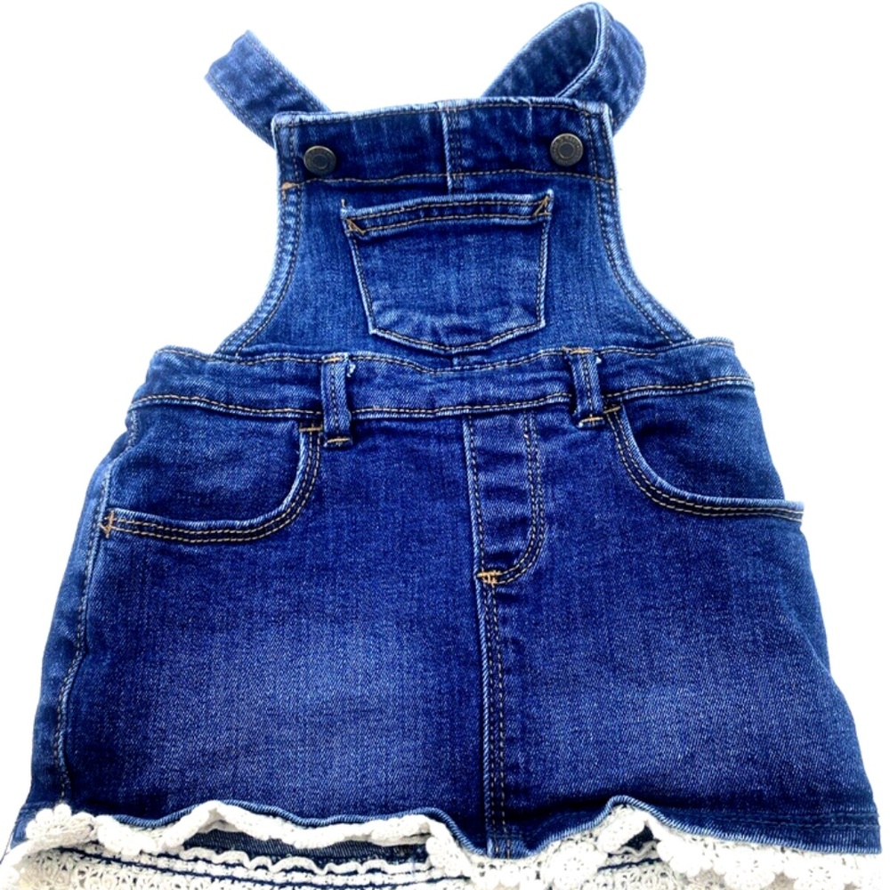 Old Navy Overalls Baby Girl Size 12-18m Skirt Denim Blue Jean Adjustable Strap